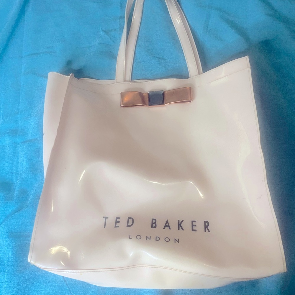 Ted baker bow detail large icon pvc hard tote bag cream